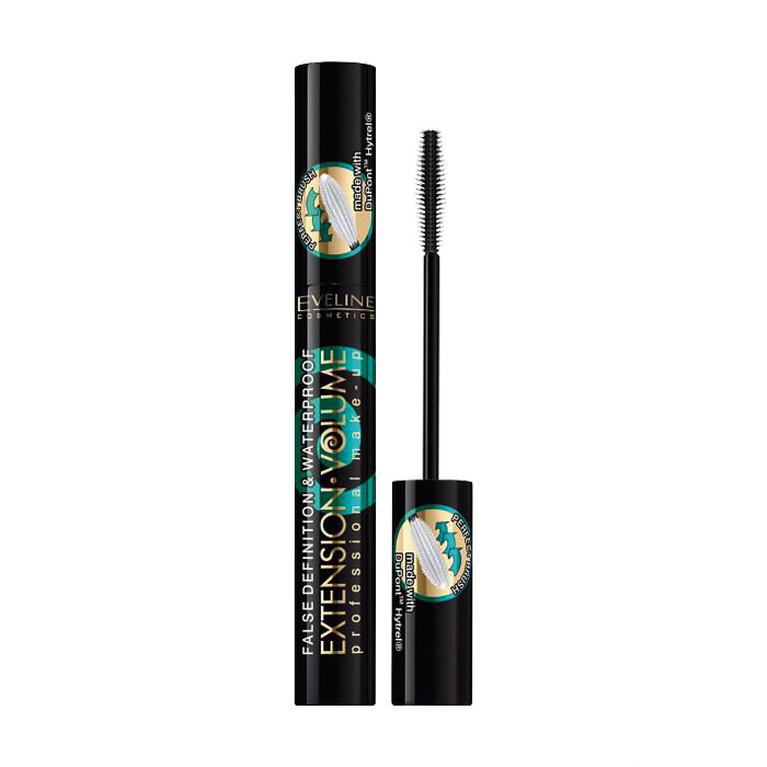 Туш для вій Eveline Cosmetics Extension Volume Professional Make-Up Водостійка, чорна, 10 мл